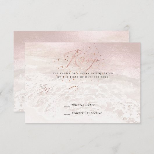 PixDezines Blush Coastal, Zand n Zee RSVP Kaart (Voorkant / Achterkant)