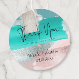 PixDezines Blush Coral Sage Color Block Dank u Bedankjes Labels