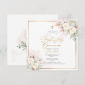 PixDezines Blush Cream Rozen Eerste Heilige Commun Kaart (Voorkant / Achterkant)