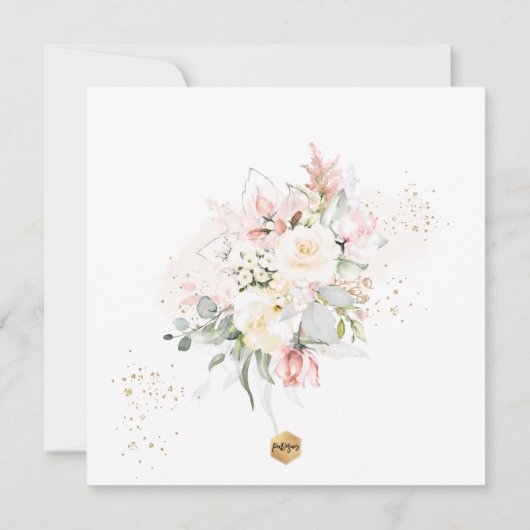 PixDezines Blush Cream Rozen Eerste Heilige Commun Kaart (Achterkant)