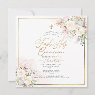 PixDezines Blush Cream Rozen Eerste Heilige Commun Kaart
