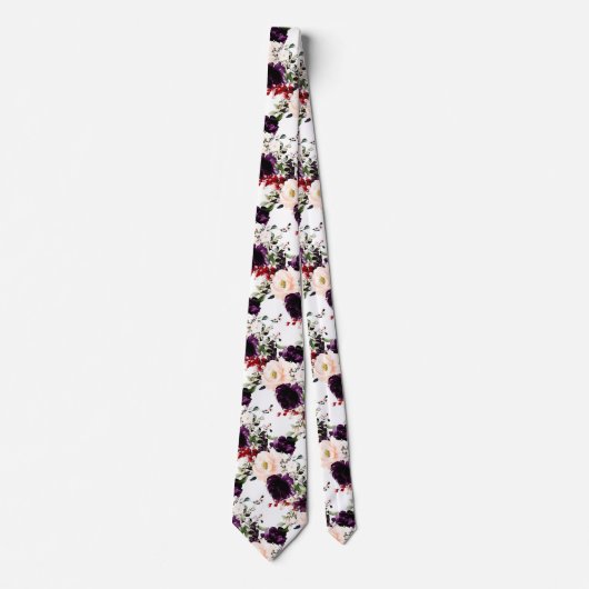 PixDezines Blush Eggplant H2 Flowers DIY Bckgrand Stropdas (Voorkant)