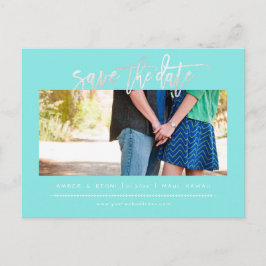 PixDezines Blush Faux Platinum Modern Brush Script Aankondigingskaart