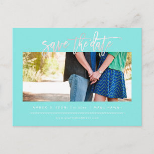 PixDezines Blush Faux Platinum Modern Brush Script Aankondigingskaart