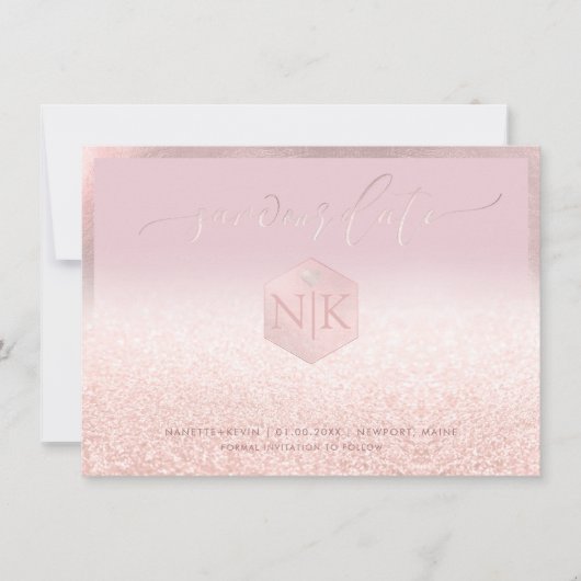 PixDezines Blush Flesh Pink Glitter Save our Date Save The Date (Voorkant)
