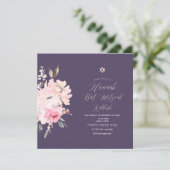 PixDezines Blush Floral Waterverf Mitzvah Kiddush Kaart (Staand voorkant)