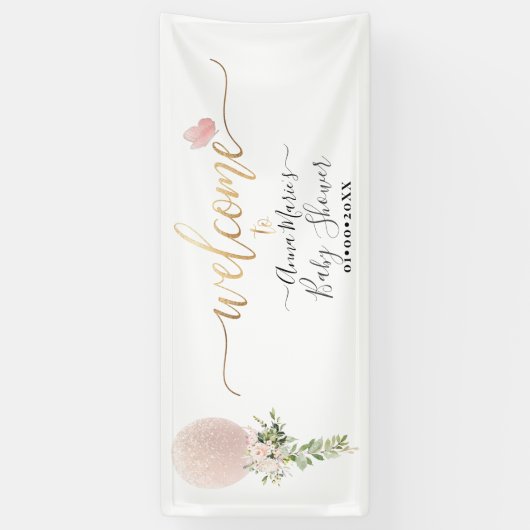 PixDezines Blush Glitter Ballon Elk Evenement Welk Spandoek (Verticaal)