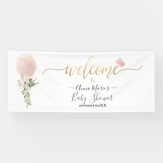 PixDezines Blush Glitter Ballon Elk Evenement Welk Spandoek (Horizontaal)