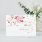 PixDezines Blush Gum Eucalyptus Bridal Brunch Kaart (Staand voorkant)