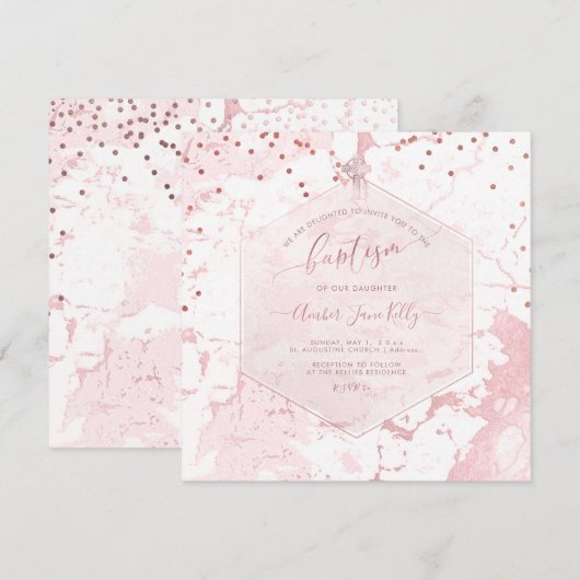 PixDezines Blush Honeycomb Marble doop Kaart (Voorkant / Achterkant)