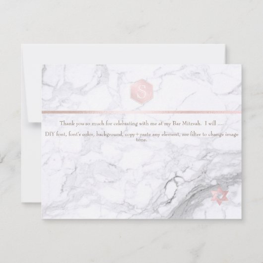 PixDezines Blush Honeycomb Mitzvah Bedankt✡ RSVP Kaartje (Achterkant)