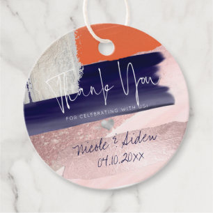 PixDezines Blush Koraal Navy Kleur Blokkeer Bedank Bedankjes Labels