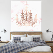 PixDezines Blush Marmer Roos Gouden Kroonluchter 4 Canvas Afdruk (Insitu (Slaapkamer))