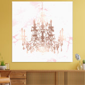 PixDezines Blush Marmer Roos Gouden Kroonluchter 4 Canvas Afdruk (Insitu (Woonkamer))