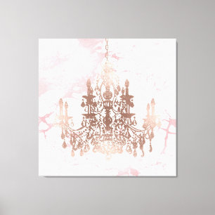 PixDezines Blush Marmer Roze Gouden Kroonluchter 4 Canvas Afdruk