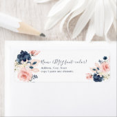 PixDezines Blush Navy Blue Waterverf Flowers Etiket (Insitu)