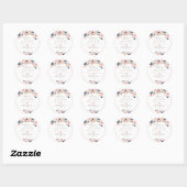 PixDezines Blush Navy Waterverf Flowers Ronde Sticker (Vel)