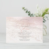 PixDezines Blush Ocean Shoreline Beach Bat Mitzvah Kaart (Staand voorkant)