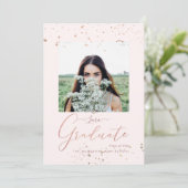 PixDezines Blush Pink Calligraphy Afstuderen Aankondiging (Staand voorkant)