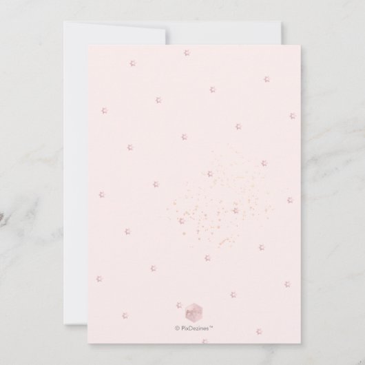 PixDezines Blush Pink Faux Glitter Bat Mitswa Kaart (Achterkant)