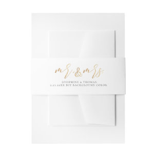PixDezines Blush Pink+Faux Gold Mr+Mrs. Uitnodigingen Wikkel