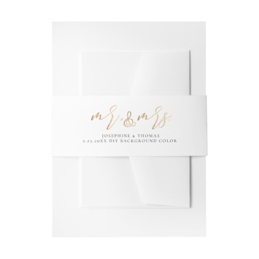 PixDezines Blush Pink+Faux Gold Mr+Mrs. Uitnodigingen Wikkel (Voorkant Voorbeeld)