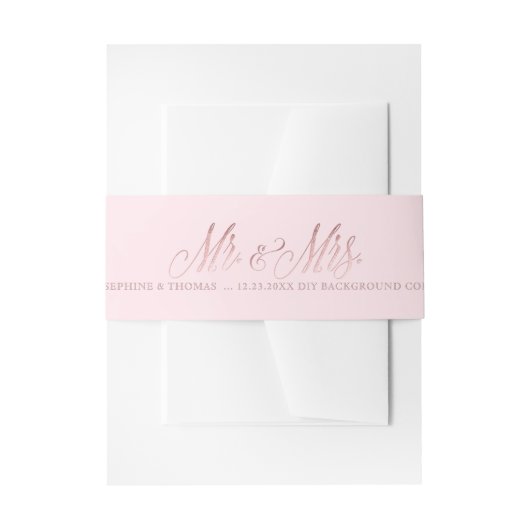 PixDezines Blush Pink+Faux Roos Gold Mr+Mrs. Uitnodigingen Wikkel (Voorkant Voorbeeld)