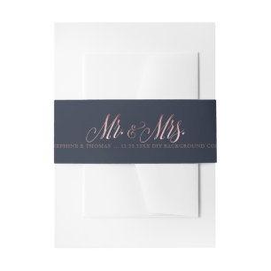 PixDezines Blush Pink+Faux Roos Gold Mr+Mrs Uitnodigingen Wikkel
