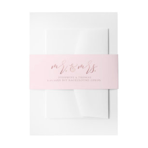 PixDezines Blush Pink+Faux Roos Gold Mr+Mrs Uitnodigingen Wikkel