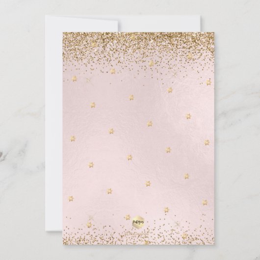PixDezines Blush Pink Gold Glitter Bat Mitzvah Kaart (Achterkant)