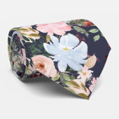 PixDezines Blush Pink Ice Blue Waterverf Flowers Stropdas (Opgerold)