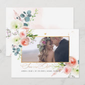 PixDezines Blush Pink Peonies Save the Date (Voorkant / Achterkant)