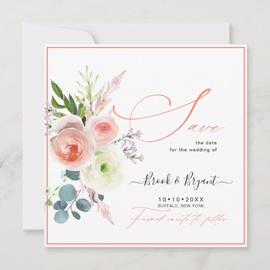PixDezines Blush Pink Peonies Save the Date (Voorkant)
