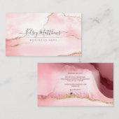 PixDezines Blush Pink Waterverf Agate Visitekaartje (Voorkant / Achterkant)