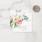 PixDezines Blush Pink Waterverf Peonies Note Kaart Notitiekaartje (Voorkant / Achterkant in situ)