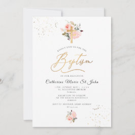 PixDezines Blush Pink Waterverf Rozen Baptisme Kaart