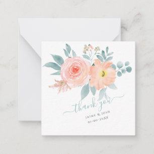 PixDezines Blush Pink Waterverf Rozen Nota Kaart Notitiekaartje