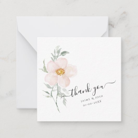 PixDezines Blush Pink Waterverf Single Petal Roos Notitiekaartje (Voorkant)