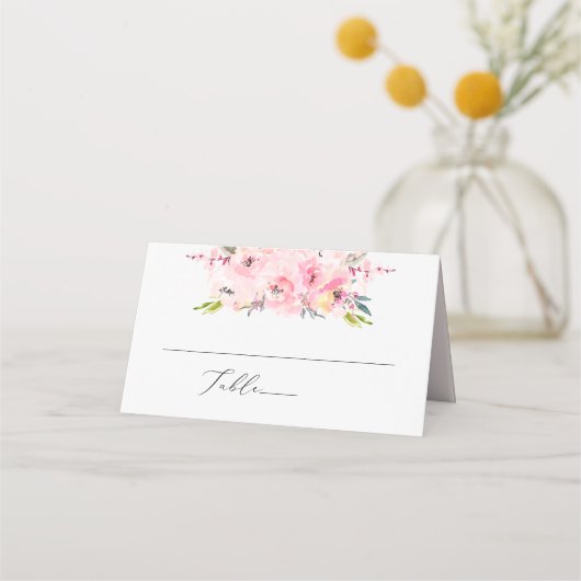 PixDezines Blush Pioenrozen Waterverf Plaatskaartje (Voorkant)