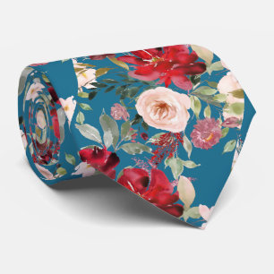PixDezines Blush Rode Waterverf Bloemen DIY kleur Stropdas