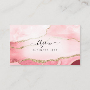 PixDezines Blush Roze Aquarel Agaat Visitekaartje