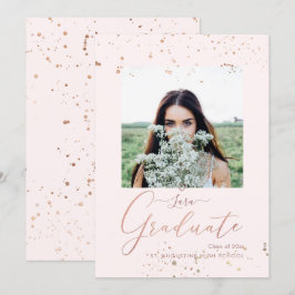 PixDezines Blush Roze Calligrafie Afstuderen Aankondiging