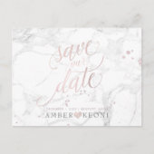 PixDezines Blush Roze/Marmer/Save Onze Datum Briefkaart (Voorkant)