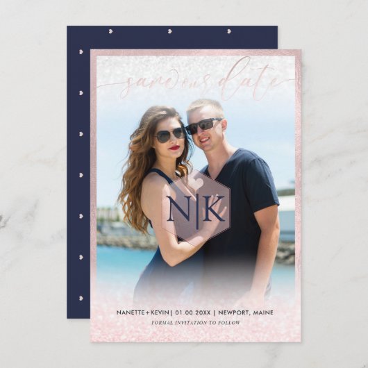 PixDezines Blush Roze Modern Script|DIY Achtergron Save The Date (Voorkant / Achterkant)