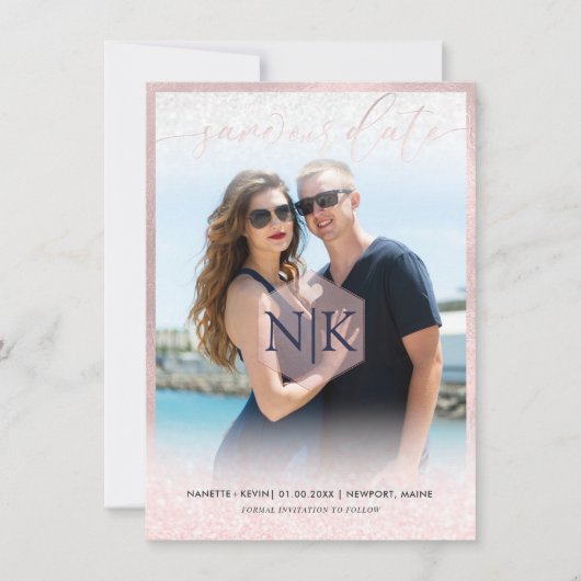 PixDezines Blush Roze Modern Script|DIY Achtergron Save The Date (Voorkant)