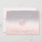 PixDezines Blush Roze Modern Script+Glitter Save The Date (Voorkant)