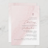 PixDezines Blush Roze Rose Goud Doopsel Kaart (Voorkant / Achterkant)