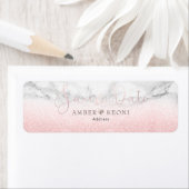 PixDezines Blush Roze Sneeuw Bokeh+Marble Opslagda Etiket (Insitu)