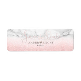 PixDezines Blush Roze Sneeuw Bokeh+Marble Opslagda Etiket