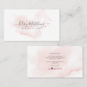 PixDezines Blush roze Waterverf penseelstreek Visitekaartje (Voorkant / Achterkant)